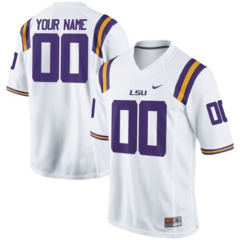 Mens LSU Tigers Nike White Custom Replica Football Jersey | Official ...