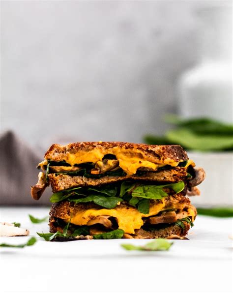 Vegan Mushroom and Spinach Grilled Cheese Sandwich – Plantiful Emma