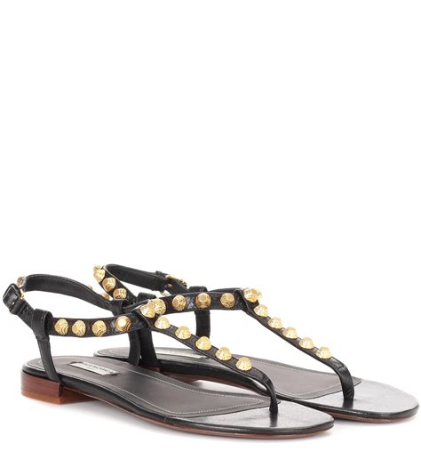 Balenciaga Giant Studded Leather Sandals in Black - Lyst