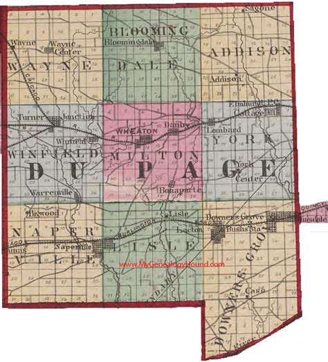 DuPage County, Illinois 1870 Map