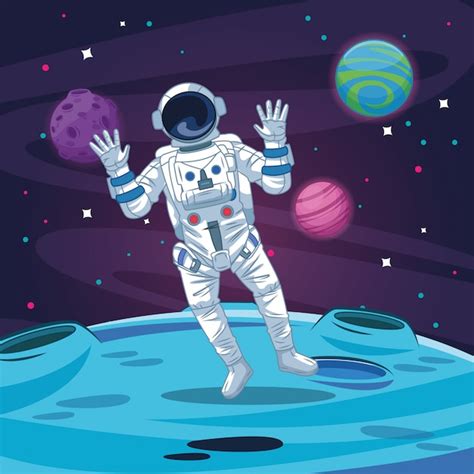 Premium Vector | Astronaut in the galaxy cartoon