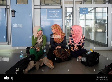 Palestinian women at the Erez border crossing also Beit Hanoun Crossing on the Gaza–Israel ...