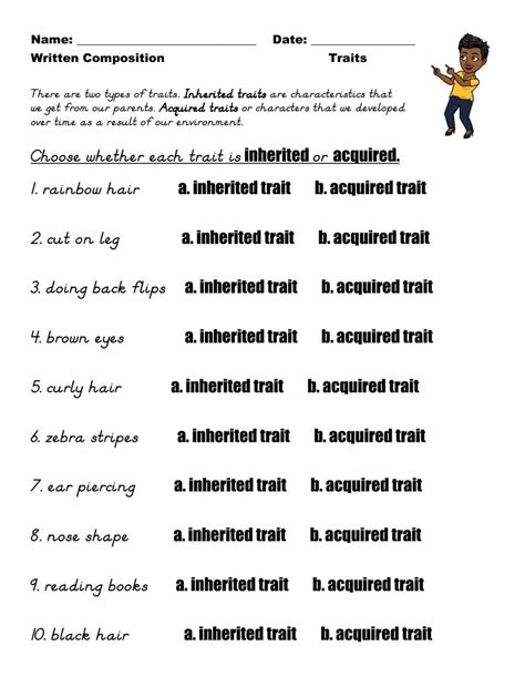 Inherited Traits Worksheet Pdf