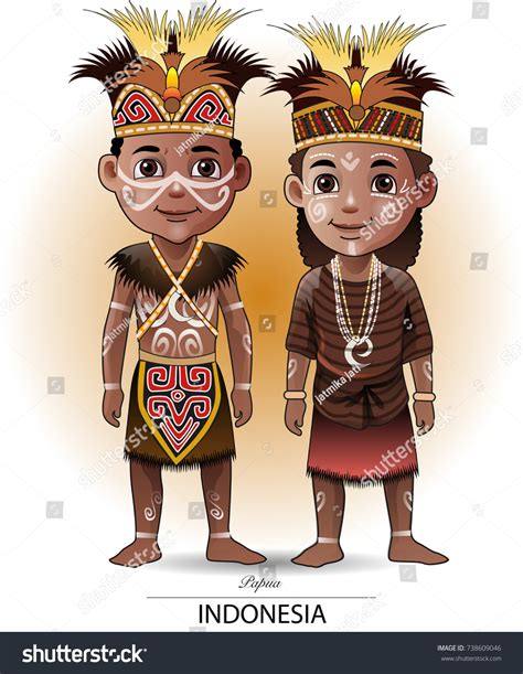 Vector Illustration Papua Traditional Clothing Stock Vector (Royalty ...