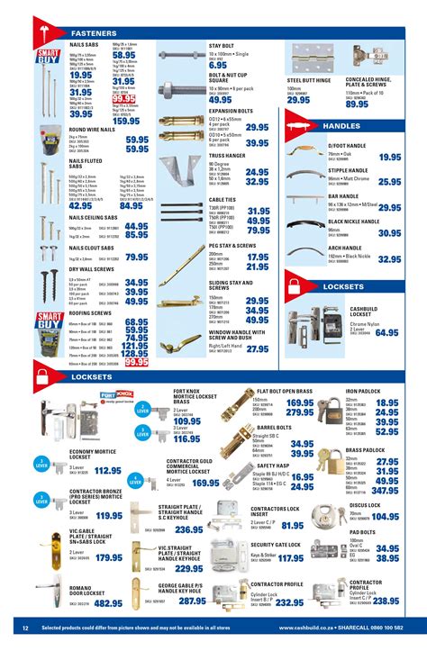 Cashbuild Catalogue, Building Materials Prices