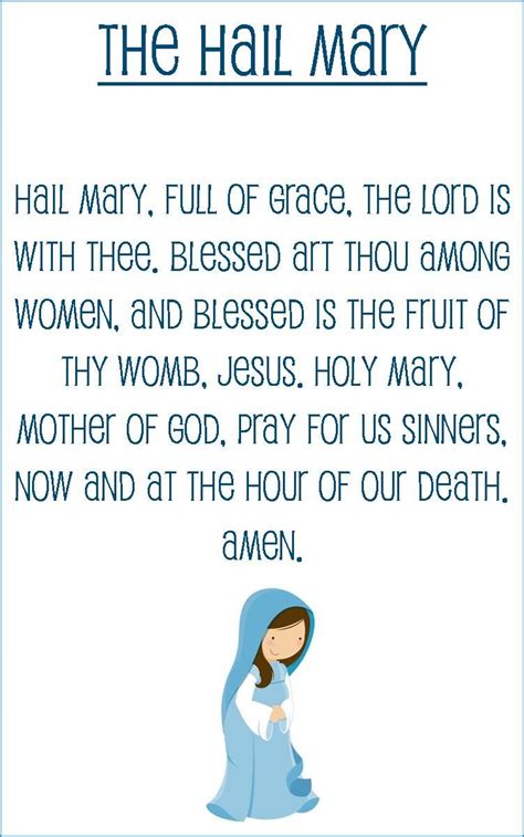 Hail Mary Prayer Card for Kids