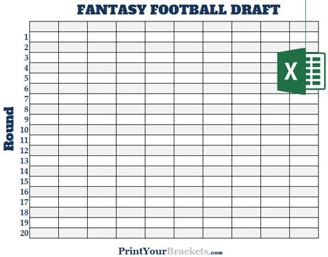 Excel 10 Team Fantasy Football Draft Board - Editable