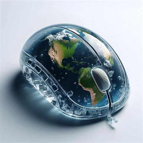 Premium Photo | Modern crystal clear computer mouse inside earth generated by AI