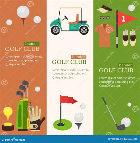 Golf Club Banner Flat Design Style. Vector Stock Vector - Illustration of hobby, golfclub: 78609124