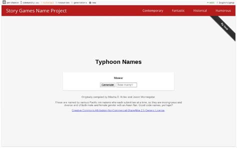 Typhoon Names ― Perchance Generator