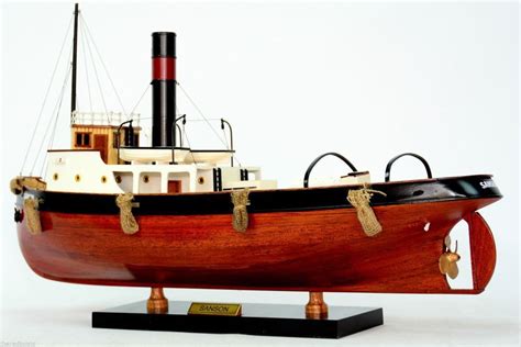 1915 Sanson Tugboat Ship Model Pilot Boat Reproduction Handmade Wooden ...