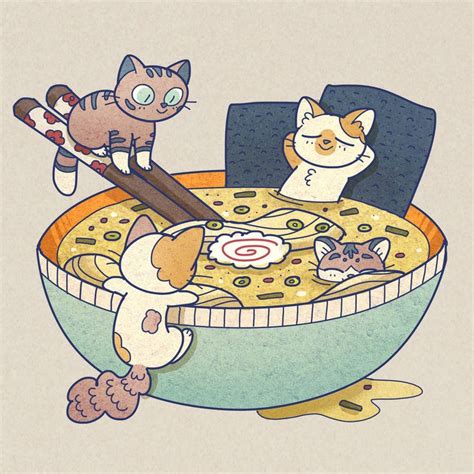 Image result for ramen cat | Animal art projects, Kawaii illustration ...