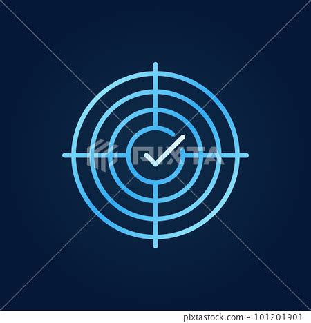 Crosshair with tick vector blue outline icon - Stock Illustration ...