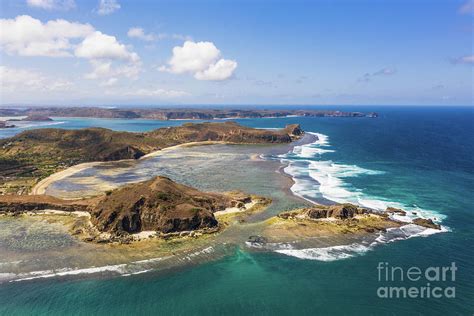 Aerial view of the south Lombok coast with the Pantai Seger beac Photograph by Didier Marti ...