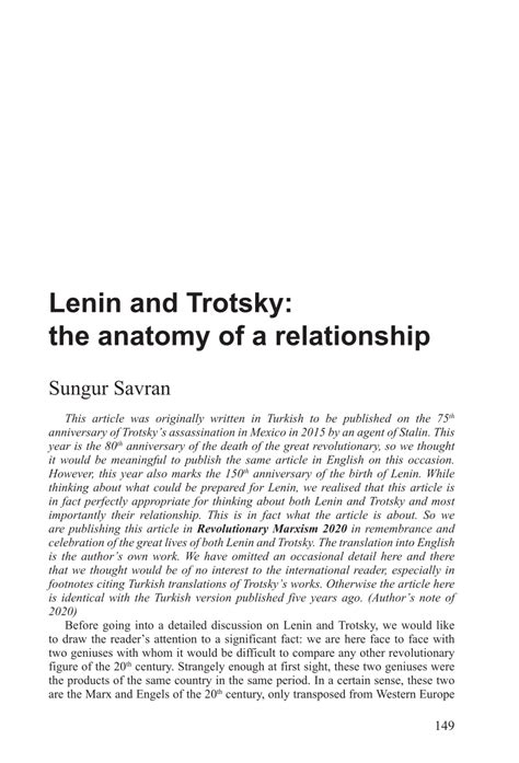 (PDF) Lenin and Trotsky: the anatomy of a relationship