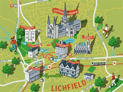 Lichfield City illustrated vector tourist map by Elly Walton on Dribbble