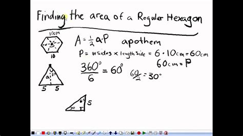 Geometry Tutorial: Finding the area of a Regular Hexagon with Professor ...