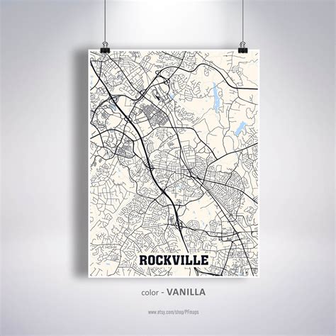 Rockville Map Print Rockville City Map Maryland MD USA Map | Etsy