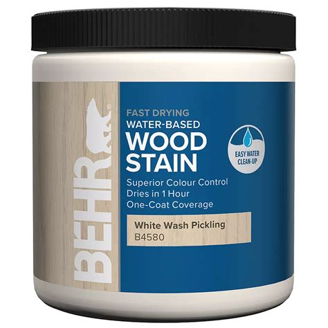 BEHR Fast Drying Transparent Water-Based Interior Wood Stain - White Wash Pickling, 237mL | The ...