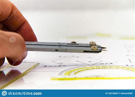 Drawing tools with compass stock image. Image of graphic - 165158567