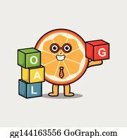 2 Cartoon Orange Fruit Businessman Stacking Goal Box Clip Art | Royalty Free - GoGraph