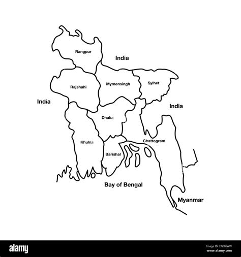 Division Wise Bangladesh Outline Map. Editable Vector EPS Symbol ...