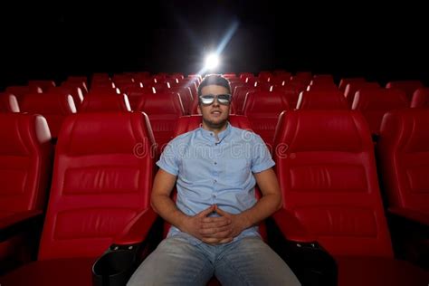 Young Man Watching Movie in 3d Theater Stock Photo - Image of audience ...