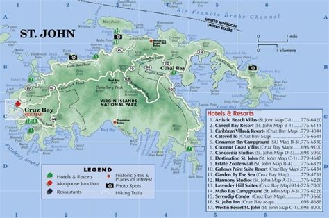 St. John island hotel map St Thomas Usvi, St John Usvi, Johns Island ...