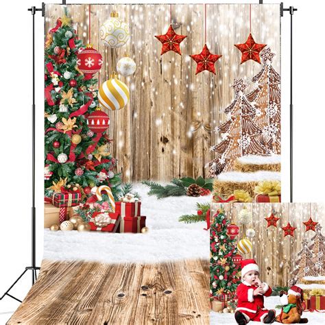 Amazon.com : Christmas Wood Wall Backdrop for Photography 5x7FT Rustic Wooden Floor Background ...