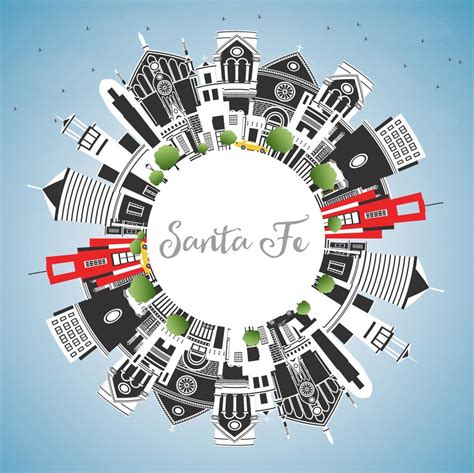 Santa Fe New Mexico City Skyline with Color Buildings, Blue Sky and Copy Space. 17796850 Vector ...