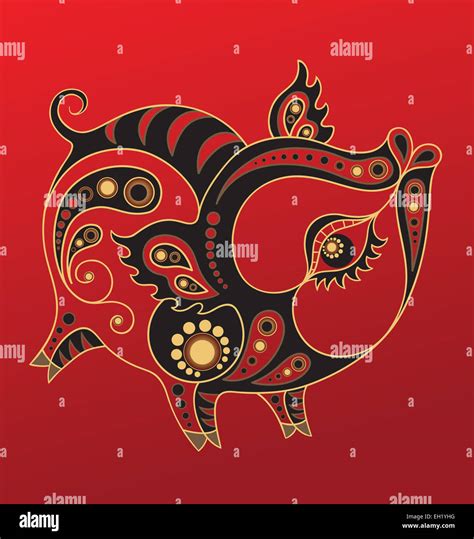 Chinese horoscope. Year of the pig Stock Photo - Alamy