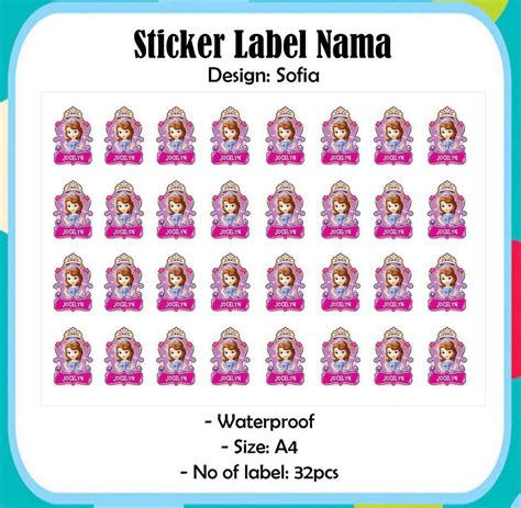 Sticker Label Name - Sofia, Hobbies & Toys, Stationery & Craft ...