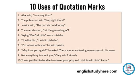 10 Uses of Quotation Marks, 10 Quotation Marks Example Sentences ...