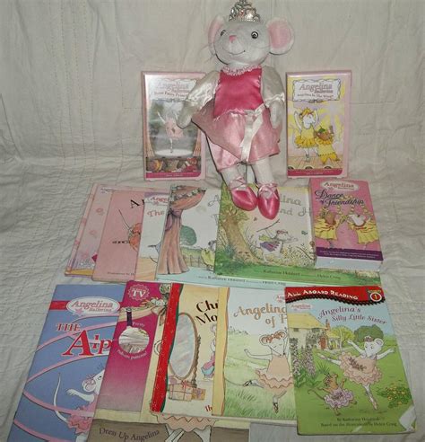 Angelina Ballerina Lot 5 Vhs Tapes 10 Books Plush 14" Angelina Doll 2 ...