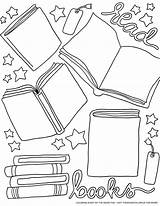 Library Books Coloring Pages sketch template