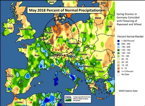 May 2018 Percent of Normal Rainfall in Europe [Map] : europe