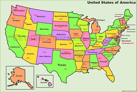 Printable Map Of Us States And Capitals