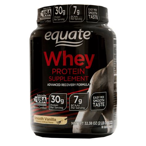 Equate Whey Protein Powder, Smooth Vanilla, 30g Protein, 2.02lb, 32.38oz - Walmart.com - Walmart.com