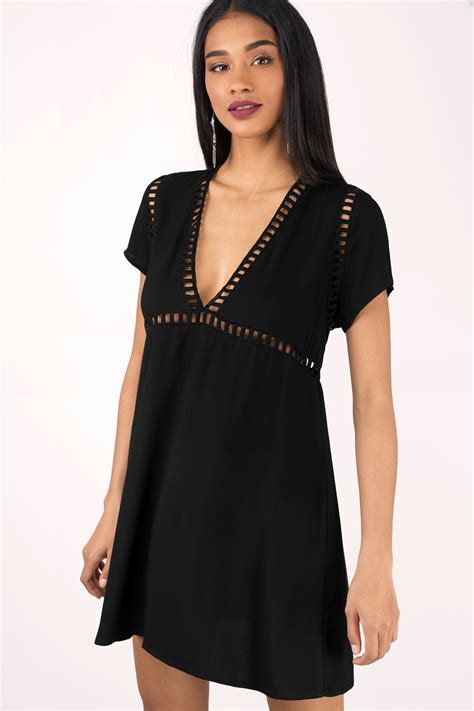 Cute Black Shift Dress - Plunging Dress - Black Dress - Shift Dress - $56 | Tobi US