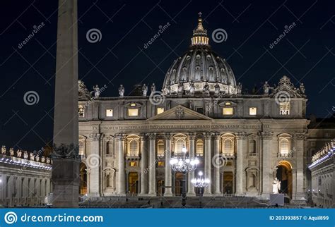 The Basilica of San Pietro in Vatican at Night Editorial Photography ...