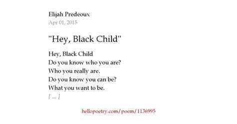 "Hey, Black Child" by Elijah Predeoux - Hello Poetry