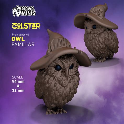 3D Printable (Pre-supported) Owl Familiar by Naga Minis