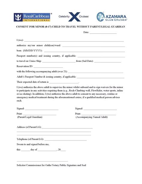 Royal Caribbean Minor Consent Form Fill Online, Printable,, 41% OFF