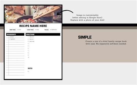Editable Recipe Template for Google Docs Bold & Modern Printable Reciper Binder Sheet PDF 8.5x11 ...