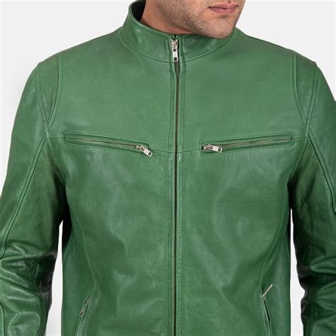 Mens Ionic Green Leather Jacket