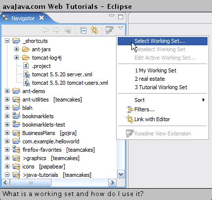 What is a working set and how do I use it? - Web Tutorials - avajava.com