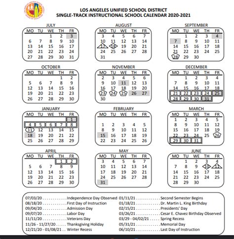 Lausd B Basis Calendar