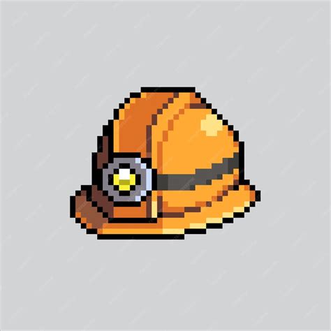 Premium Vector | Pixel art illustration mining helmet pixelated helmet ...