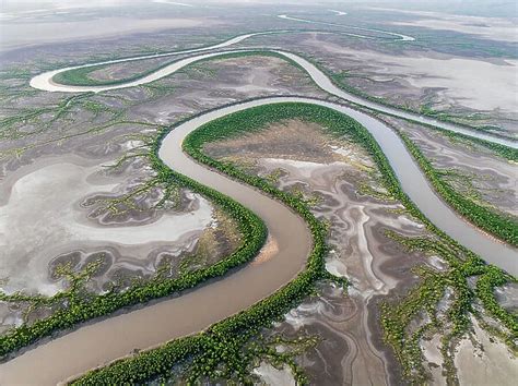 Aerial image showing the King River, The Kimberley