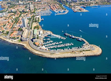 France, Bouches du Rhone, Gulf of Fos sur Mer, Port de Bouc, Port entrance (aerial view Stock ...